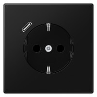 Розетка с USB Jung LS 990, скрытый монтаж, с заземлением, черный матовый, LS1520-18CSWM