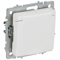 Розетка BRITE РСбш10-3-БрАБ 16А IP20 с заземл. защ. шторки с крышкой механизм арктич. бел. IEK BR-R16-16-K91