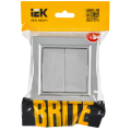 BRITE Выключатель 2-клавишный 10А в сборе ВСР10-2-0-БрА алюминий IEK
