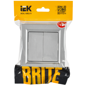 BRITE Выключатель 2-клавишный 10А в сборе ВСР10-2-0-БрА алюминий IEK