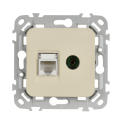 FLITE Розетка 2-местная RJ45/TV категория 5Е UTP РКТВ5е-2-0-ФлСл сливочный IEK