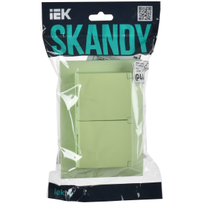 SKANDY Розетка 2-местная и крышкой 16А в сборе IP44 SK-R12G мятный IEK
