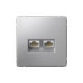 ARTGALLERY РОЗЕТКА двойная компьютерная RJ45+RJ45, кат. 5е, механизм, АЛЮМИНИЙ GAL000385