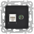 FLITE Розетка 2-местная RJ45/TV категория 5Е UTP РКТВ5е-2-0-ФлЧ черный IEK
