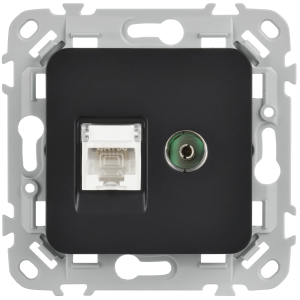 FLITE Розетка 2-местная RJ45/TV категория 5Е UTP РКТВ5е-2-0-ФлЧ черный IEK