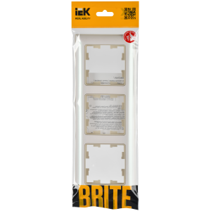 BRITE Рамка 3-местная РУ-3-Бр бежевый/жемчужный IEK
