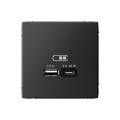 ARTGALLERY USB РОЗЕТКА A + тип-C 45Вт высокоскор.заряд. QC, PD, механизм, БАЗАЛЬТ GAL001429