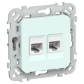 FLITE Розетка 2-местная компьютерная RJ45 категория 6 UTP РК6-2-0-ФлХЛ холодный лед IEK