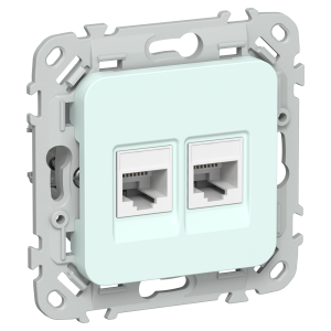 FLITE Розетка 2-местная компьютерная RJ45 категория 6 UTP РК6-2-0-ФлХЛ холодный лед IEK