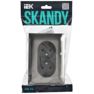 SKANDY Розетка 2-местная без заземления с защитными шторками 10А в сборе SK-R09N металл никель IEK