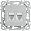 FLITE Розетка 2-местная компьютерная RJ45 категория 5Е UTP РК5е-2-0-ФлА алюминий IEK