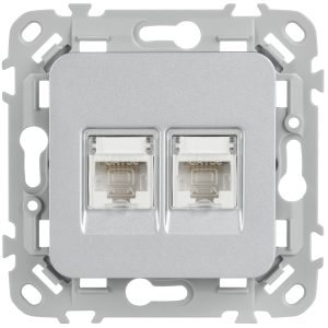 FLITE Розетка 2-местная компьютерная RJ45 категория 5Е UTP РК5е-2-0-ФлА алюминий IEK