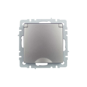 BRITE Розетка 1-местная с заземлением с защитными шторками и крышкой 16А IP20 РСбш10-3-БрС сталь IEK