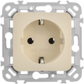 FLITE Розетка с заземлением без защитных шторок безвинтовое крепление 16А РС11-1-ФлСл сливочный IEK