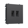 MS912110 Комплект механизма компьютерной двойной розетки SIGMA Графит Мягкое касание RJ-45 (8P8C) CAT6 с/ш QUANT PRO (SP9121, PR189)