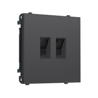 MS912110 Комплект механизма компьютерной двойной розетки SIGMA Графит Мягкое касание RJ-45 (8P8C) CAT6 с/ш QUANT PRO (SP9121, PR189)