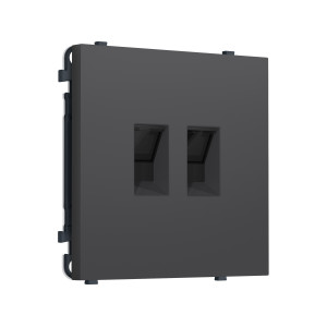 MS912110 Комплект механизма компьютерной двойной розетки SIGMA Графит Мягкое касание RJ-45 (8P8C) CAT6 с/ш QUANT PRO (SP9121, PR189)