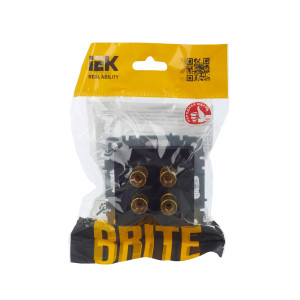 BRITE Аудиорозетка 4-местная РА10-БрЧ черный IEK