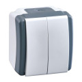 Выключатель двухклавишный Mono Electric Octans IP54 10А 250В бело-серый 154-020001-102