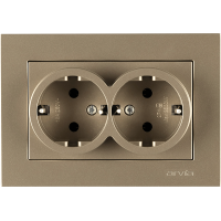 Arvia Electric, KAREN, Розетка с заземлением двойная, (титан)