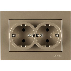 Arvia Electric, KAREN, Розетка с заземлением двойная, (титан)