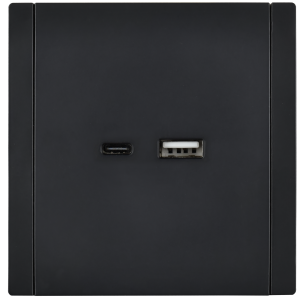 FORTE&PIANO Розетка USB A+C 18Вт FP151 черный IEK