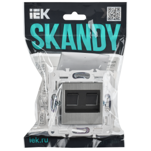 SKANDY Розетка компьютерная двойная RJ45 кат.5E SK-K03N металл никель IEK