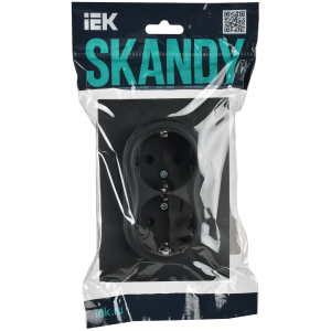 SKANDY Розетка 2-местная с заземлением с защитными шторками 16А в сборе SK-R07G графит IEK