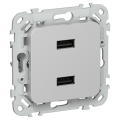 FLITE Розетка USB A+A 3,1А РЮ-2-ФлА алюминий IEK