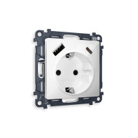 MA110010 Комплект механизма электрической розетки ALFA Белый глянец 2USB AC 20W быстрая зарядка сз QUANT AP1100, VM160 AMBRELLA VOLT