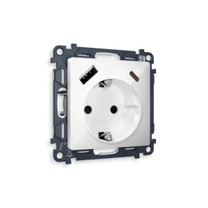 MA110010 Комплект механизма электрической розетки ALFA Белый глянец 2USB AC 20W быстрая зарядка сз QUANT AP1100, VM160 AMBRELLA VOLT