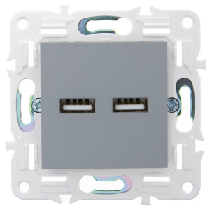 SKANDY Розетка USB A+A 3,1А SK-R15Gr серый IEK