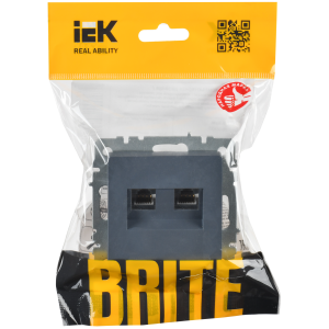 BRITE Розетка компьютерная двойная RJ45 кат.6 РК11-2-БрМ маренго IEK