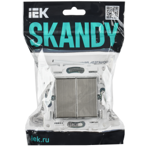 SKANDY Выключатель 2-клавишный 10А SK-V04N металл никель IEK