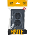 BRITE Розетка 2-местная с заземлением без защитных шторок 16А в сборе РС12-3-БрМ маренго IEK