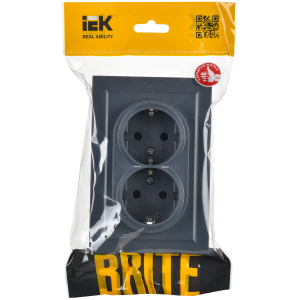 BRITE Розетка 2-местная с заземлением без защитных шторок 16А в сборе РС12-3-БрМ маренго IEK