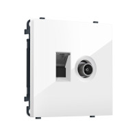 MS112510 Комплект механизма розетки компьютерной + TV оконечной SIGMA Белый глянец RJ-45 (8P8C) CAT6/50-870MHz 1dB с/ш QUANT PRO (SP1125, PR195)