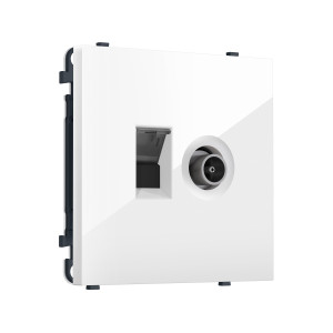 MS112510 Комплект механизма розетки компьютерной + TV оконечной SIGMA Белый глянец RJ-45 (8P8C) CAT6/50-870MHz 1dB с/ш QUANT PRO (SP1125, PR195)