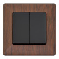 Legrand Valena LIFE Black. Выключатель двухклавишный 10А 250В с лицевой панелью. Безвинтовые зажимы. Антрацит.
