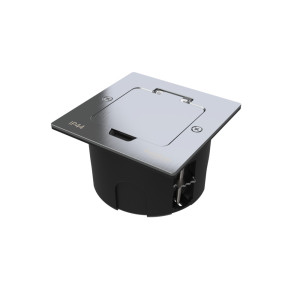 MultiDesk Лючок на 2 модуля IP44 с монтажной коробкой для стены, фальшпола, стола СЕРЕБРО, тип MDK20 MDK20102SA