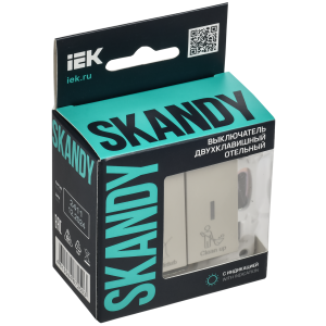 SKANDY Выключатель 2-клавишный с индикацией для отелей 10А SK-V16B бежевый IEK