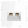 Розетка компьютерная встраиваемая VOLTUM S70 двойная RJ45+RJ45 кат.6, (белый глянцевый)