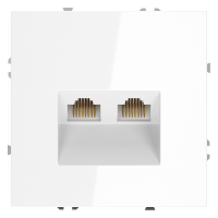 Розетка компьютерная встраиваемая VOLTUM S70 двойная RJ45+RJ45 кат.6, (белый глянцевый)