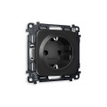 MO806010 Комплект механизма электрической розетки OMEGA Черный матовый сз на винтовых зажимах QUANT OP8060, VM141 AMBRELLA VOLT