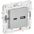 SKANDY Розетка USB A+C 18Вт SK-R13S серебряный IEK