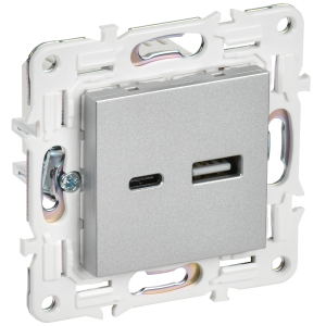 SKANDY Розетка USB A+C 18Вт SK-R13S серебряный IEK