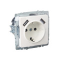BRITE Розетка 1-местная с заземлением с защитными шторками 16А с USB AA 5В 3,1А РЮш10-2-БрЖ жемчуг IEK
