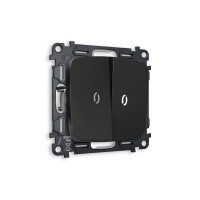 MO804015 Комплект механизма 2-кл выключателя с подсветкой 5600K OMEGA Черный матовый QUANT OP8040, VM115, G14W AMBRELLA VOLT