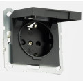 Jasmart Розетка SHUKO© с крышкой и защитными шторками 16A 250V~ 2P+T, цвет Антрацит