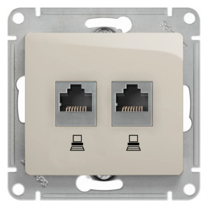 GLOSSA РОЗЕТКА двойная компьютерная RJ45RJ45 кат. 5e, механизм, МОЛОЧНЫЙ GSL000985KK